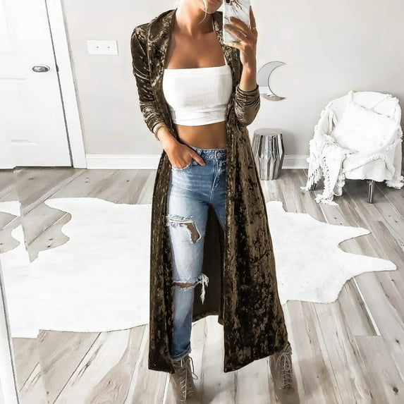 Aayomet Warm Winter Coats For Women Trench Coat Women,Ladies Elegant Lapel Solid Button Down Blazer Casual Work Wear Long Windbreaker Trench Coat,Coffee S