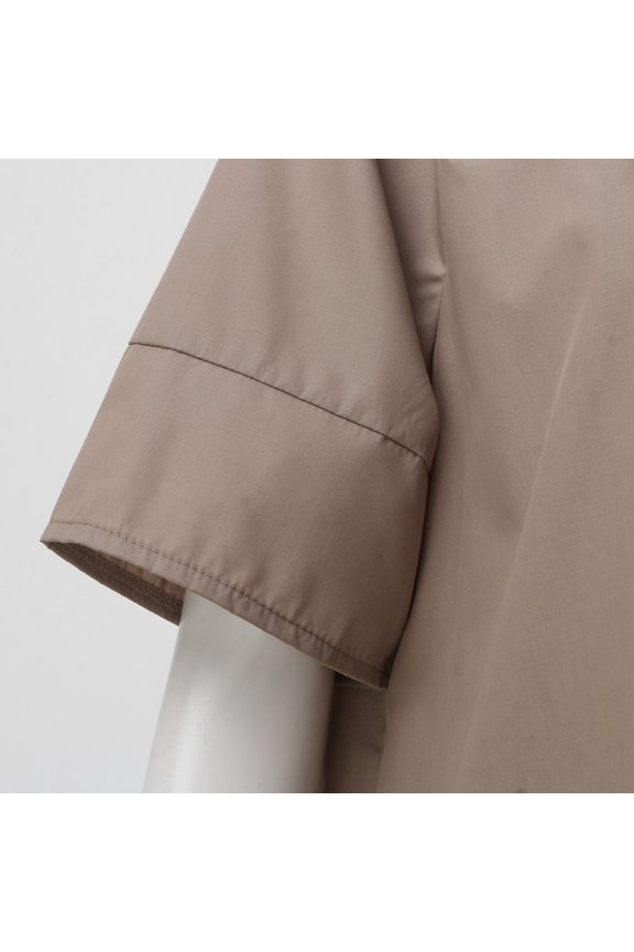 Wedding Guest Dress Womens Round Neck Short Sleeve Simple Solid Color Casual Summer Cotton Dress,Khaki L