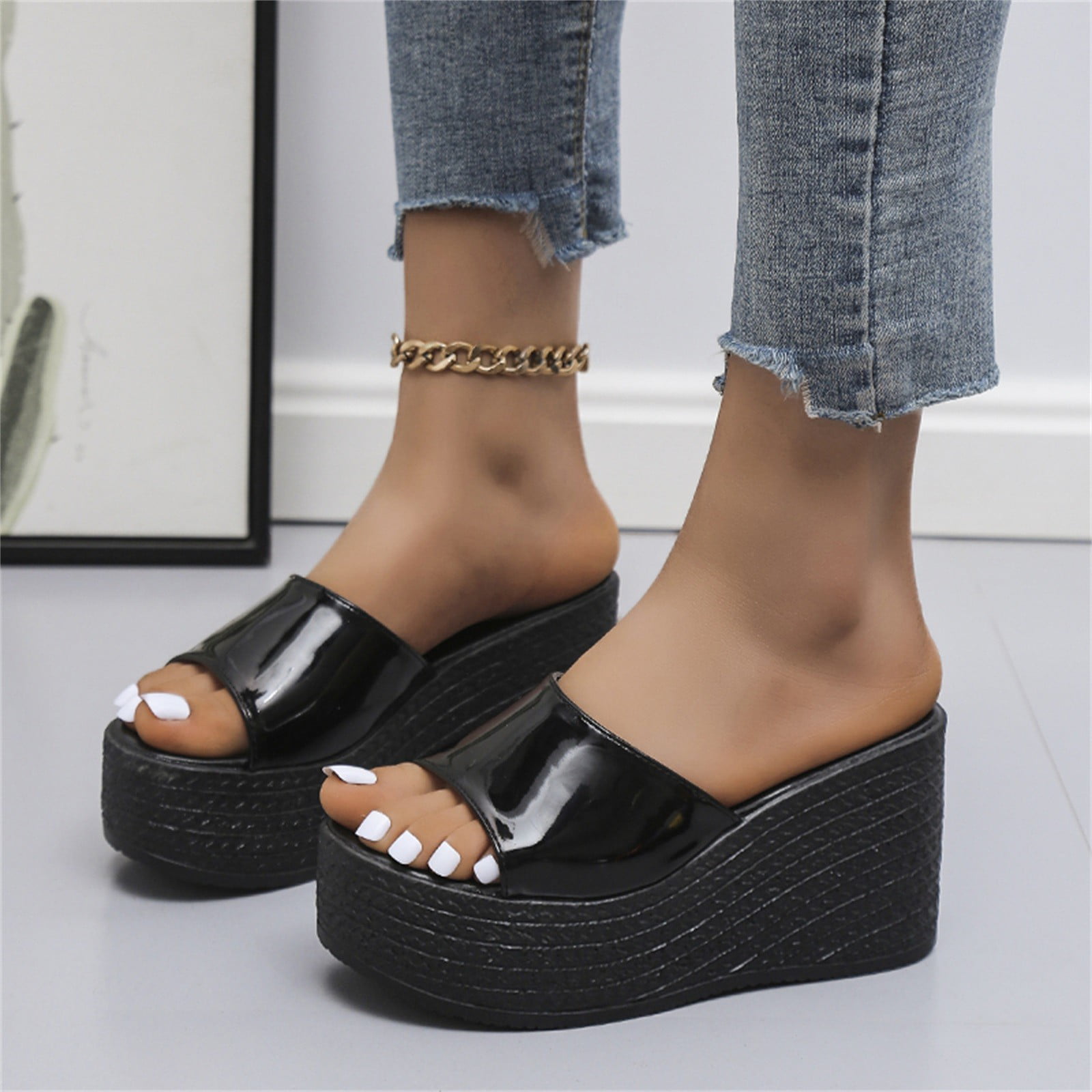 Amazon.com: Orthopedic Wedge Sandals for Women Summer Dressy Open Toe Ankle  Strap Platform Sandals Casual Strappy High Wedges Slip on Sandals Beach  Sandals Dress Shoes Comfortable Outdoor Shoes (#A-Navy, 7) : Clothing,