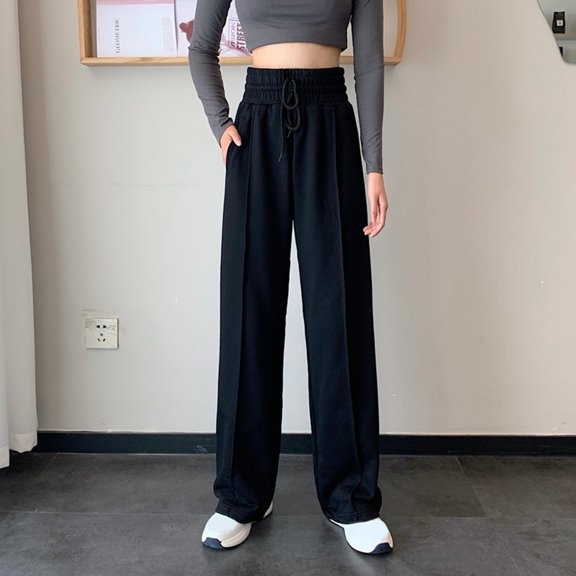 Aayomet Wide Leg Pants For Women Womens Powerblend Pants, Womenâs Soft Sweatpants, Womenâs Sweatpants,Black XL