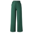 thumbnail image 1 of Aayomet Wide Leg Pants for Women Women Cotton Loose Wide Leg Pants High Waist Dress Pants for Women Business Casual Long,Green L, 1 of 5
