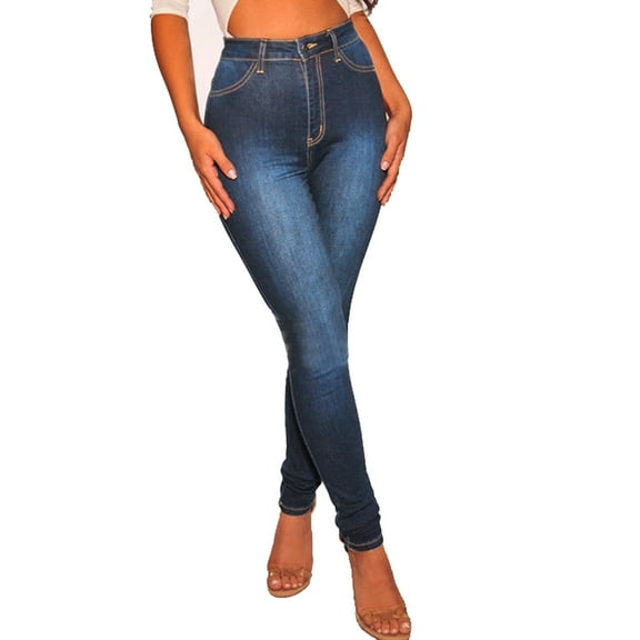 Aayomet Wildflower Pants for Women Women's Slim High Waist French Fashion Four Season Women's Jeans,Dark Blue S