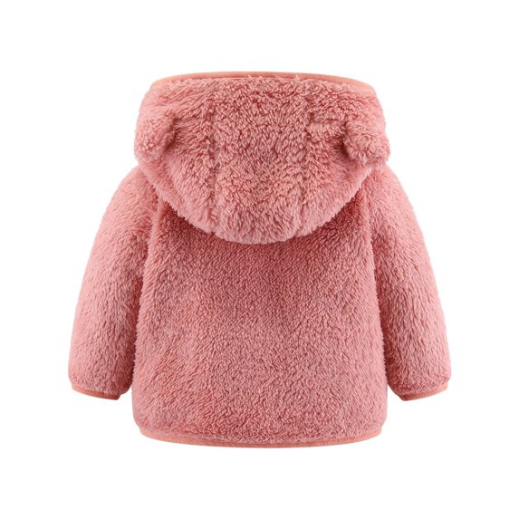 Aayomet Winter Coat Hoodie for Boys 2022 Jacket Zip Up Sherpa Lined Hooded Sweatshirts with Two Pockets 6-15 Years Old,Pink 6-12 Months