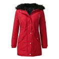 thumbnail image 1 of Aayomet Winter Coat Women's Winter Long Casual Jacket, Hooded Zip Warm Parker, Slim Fit Long Sleeve Pocket Coat,Red XL, 1 of 5
