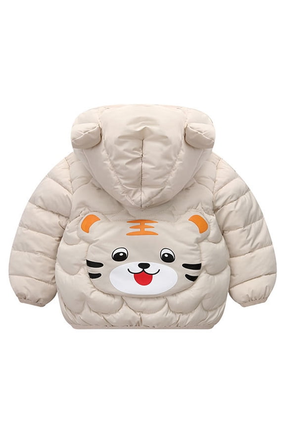 Winter Coats For Boys Warm Winter Coat Water Resistant Soft Hooded Outerwear Puffer Jacket,Beige 2-3 Years