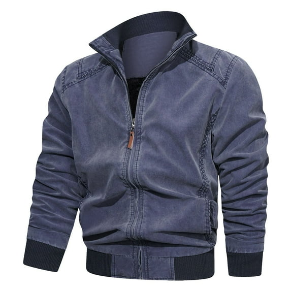 Aayomet Winter Coats For Men Men's Lightweight Bomber Jacket Windbreaker Slim Fit Active Coat Outerwear,Blue 4XL