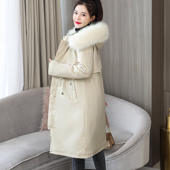 Aayomet Winter Coats For Women 2022 Women's Raw Cut Hem Waterfall Collar Long Sleeve Wrap Trench Pea Coat Cardigan,Khaki XL