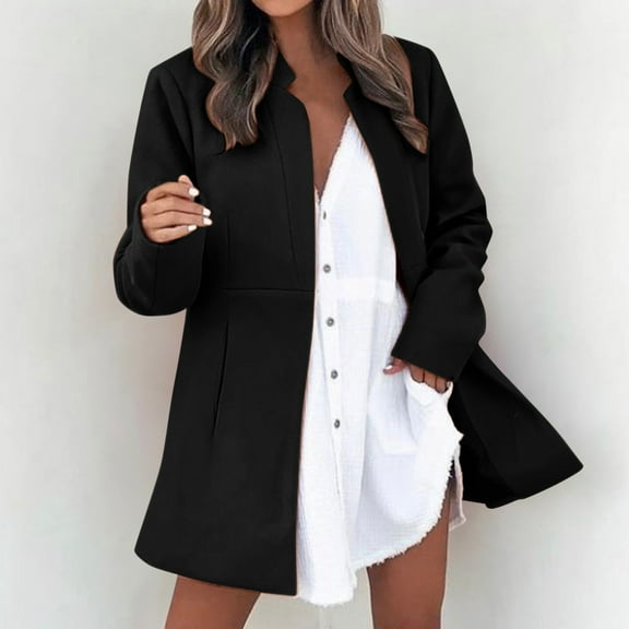 Aayomet Winter Coats For Women Plus Size Women's Turn Down Shawl Collar Earth Tone Check/Black White Grid/Black/Plum Wool Blend Coat,Black XL