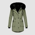 thumbnail image 1 of Aayomet Winter Coats For Women Plus Size Womens Notched Lapel Collar Double Pea Coat Winter Wool Blend Over Coats Long Jackets,Green XL, 1 of 5