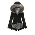 thumbnail image 1 of Aayomet Winter Coats For Women Woman Within Women's Plus Size Swing Funnel-Neck Coat,Black XXL, 1 of 5