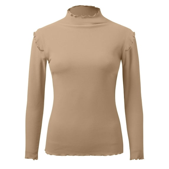Aayomet Winter Tops For Women Crew Neck Lined Thermal Thermal Underwear Slim Tops Long Sleeve Thermal Shirts Thermal Underwear Top for Women Cotton,Khaki M