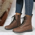 thumbnail image 1 of Aayomet Woman Boots Boots Women's Autumn and Winter New Women's Short Boots Women's Flat Bottom Lace Up (Brown, 7.5), 1 of 4