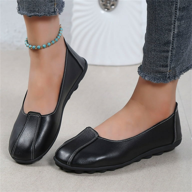 Aayomet Women Casual Shoes Size 13 Ladies Casual Shoes Solid Color Flat Sole Comfortable Womens Single Shoes Loafers Casual Black 7.5 Walmart