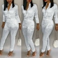 thumbnail image 1 of Aayomet Women Fashion Solid Siamese Pant Zipper Long Sleeved Turtleneck Jumpsuit,White XL, 1 of 5
