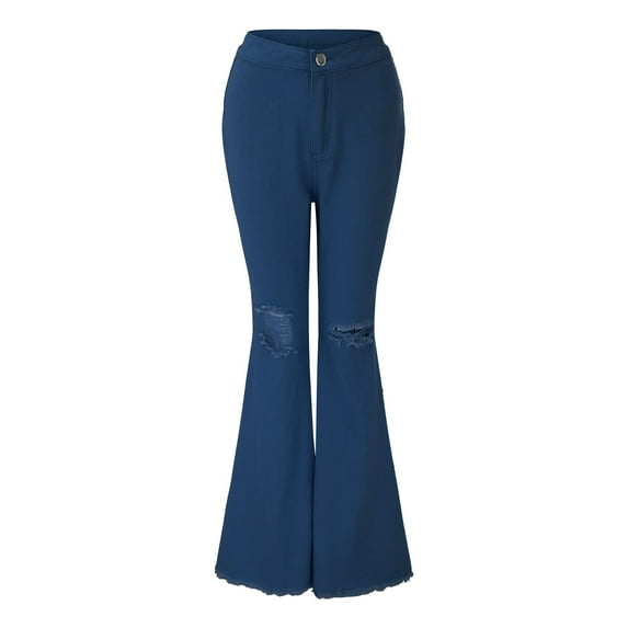 Aayomet Women Jeans Bootcut Stretch Women's Cotton Pull-on Pant with Elastic Waist,Dark Blue M