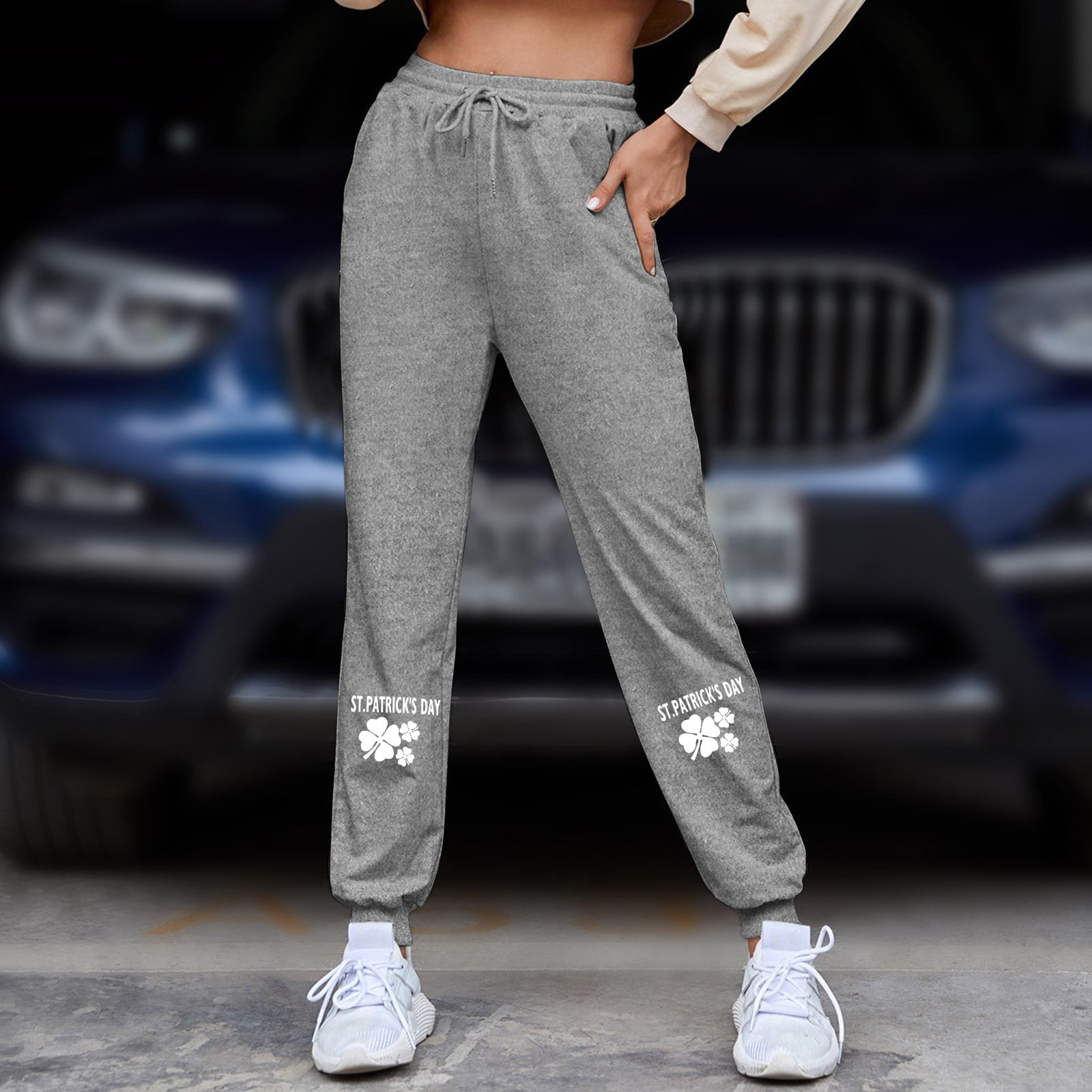 Aayomet Women Joggers Women s Cinch Bottom Sweatpants High Waisted Joggers Lounge Pants with Pockets Gray L Walmart