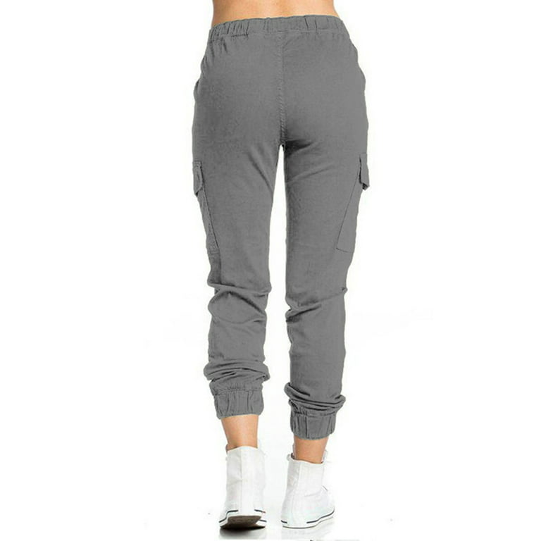 Aayomet Women Joggers Women's Cotton Sweatpants Open Bottom Yoga Sports  Pants Straight Leg Lounge Pants with Pockets,Gray XXL