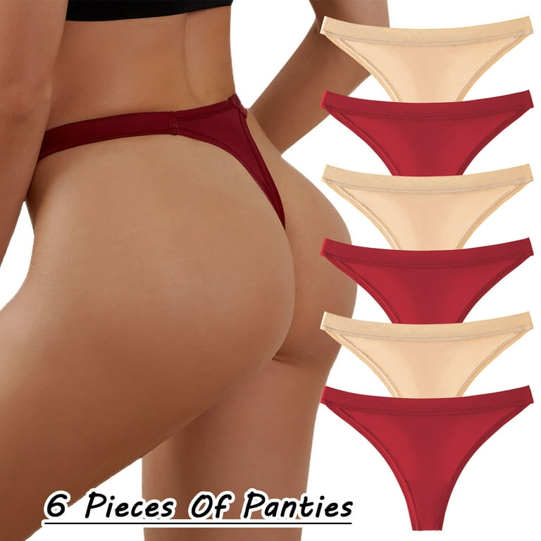 TOWED22 Underwear Thongs for Women's Fashion Panties T Pants Lace Trim Bow  Transparent Hollow Thong Panties(Wine,XL)