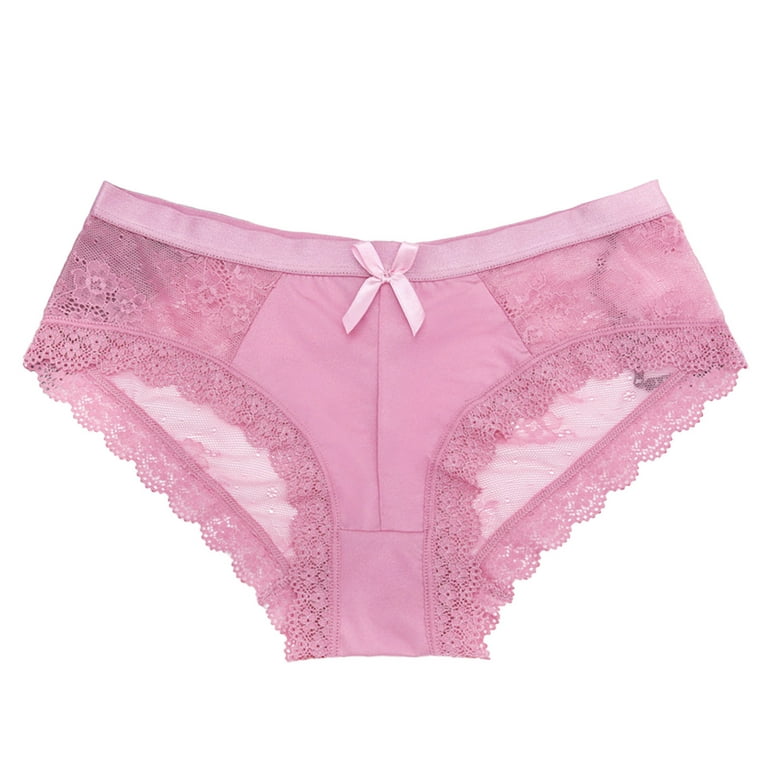 Lace and Mesh Thong Panty - Peach