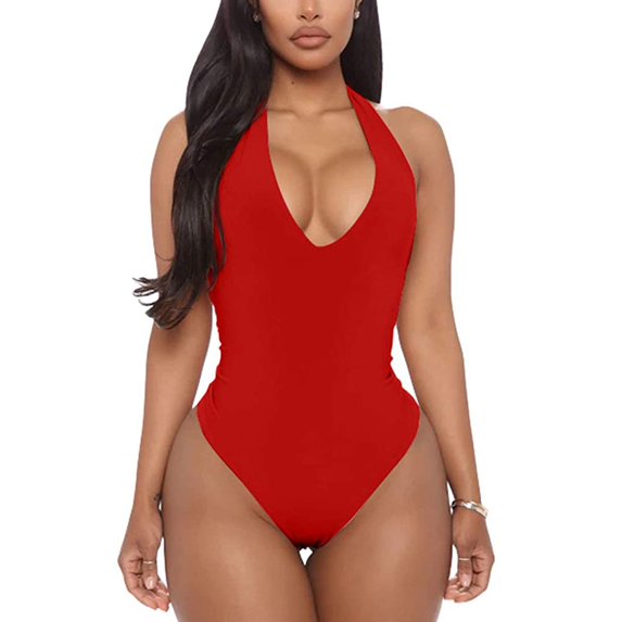 Aayomet Women'S Jumpsuits Bodysuit Top Jumpsuit Tight Slim Backless Bodysuit Fashion Women Women's Jumpsuit,Red M
