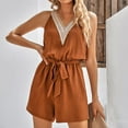thumbnail image 1 of Aayomet Women'S Jumpsuits Casual Lace V Neck Solid Color Sleeveless Jumpsuit Chiffon Summer Shorts Beach Seaside Casual Pants,A XL, 1 of 1