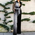 thumbnail image 1 of Aayomet Women'S Jumpsuits Women's Lapel Deep V Lace Stitching Bell Bottoms Jumpsuit,Gray XXL, 1 of 5