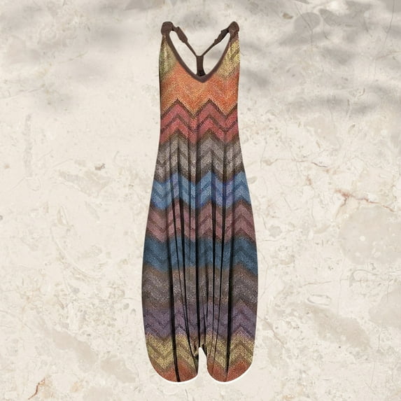 Aayomet Women'S Jumpsuits Womens Vintage Flower Prints Straps V Neck Rompers Playsuit Jumpsuit,Coffee 5XL