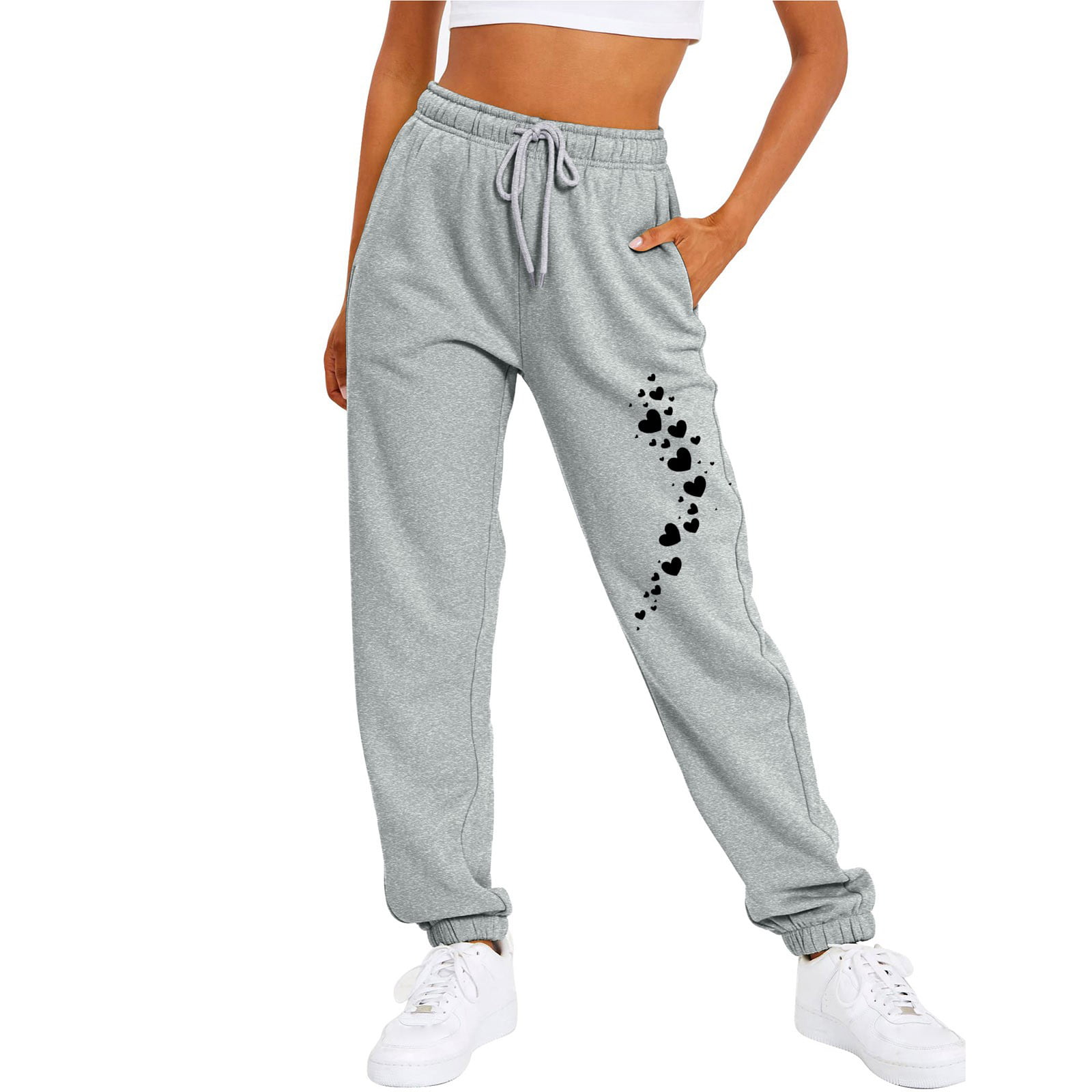 Aayomet Sweat Pants Women's Active High Waisted Sporty Gym Fit Jogger  Sweatpants Baggy Lounge Pants with Pockets,Gray M 