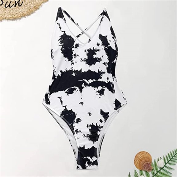 Aayomet Women'S Swimsuit Bikini Printing Conjoined Swimsuit High Waist Swimsuit Beach Suit Flat Bikini,Black Large