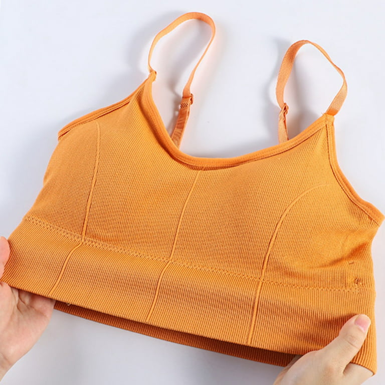 Aayomet Women'S T-Shirt Bra Tank With Built In Bra Womens Tank Tops Strap  Stretch Cotton Camisole With Built In Padded Shelf Bra,Orange One Size