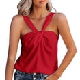 thumbnail image 1 of Aayomet Women’S Tanks Womens Summer Tank Tops Adjustable Spaghetti Strap Camisole Sleeveless Pom Pom Chiffon Tops,Red M, 1 of 5
