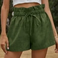 thumbnail image 1 of Aayomet Women Shorts For Summer Waist Shorts Waist Womens Summer Casual And Women Elastic Linen Flowy Shorts For Women Army Green,L, 1 of 5