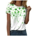 thumbnail image 1 of Aayomet Women St Patricks Day Round Neck Short Sleeve Shirt Irish Graphic Tops (Army Green, XXL), 1 of 6