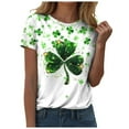 thumbnail image 1 of Aayomet Women St Patricks Day Round Neck Short Sleeve Shirt Irish Graphic Tops (Green, L), 1 of 6