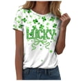 thumbnail image 1 of Aayomet Women St Patricks Day Round Neck Short Sleeve Shirt Irish Graphic Tops (Light Green, XL), 1 of 6