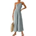 thumbnail image 1 of Aayomet Women Summer Straps One Shoulder Dressy Casual Wide Leg High Waist Jumpsuit Romper With Pockets,Gray M, 1 of 5