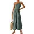 thumbnail image 1 of Aayomet Women Summer Straps One Shoulder Dressy Casual Wide Leg High Waist Jumpsuit Romper With Pockets,Mint Green XL, 1 of 5