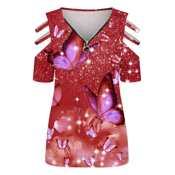 Aayomet Women Tops Womens Tops Crewneck Lace Splicing Short Sleeve Top Shirts Slim Knit Ribbed Tops Blouses,Red XXL