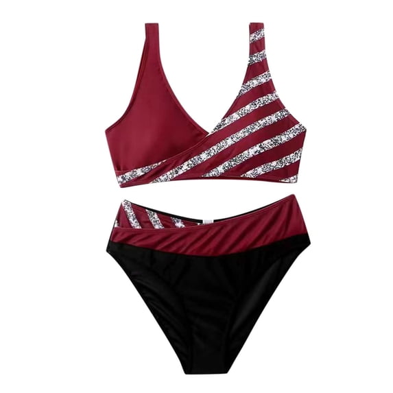 Aayomet Women's Bikini Swimsuit Front Cross Lace Up Two Piece Bathing Suit, 3XL