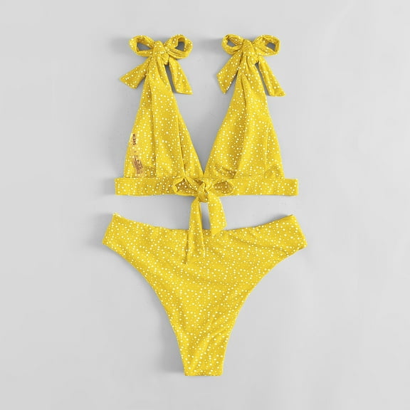 Aayomet Women's Bikini Swimsuits Swimsuit for Women Printing 2 Piece Split Bathing Suit High Waist Training Wrap,Yellow M