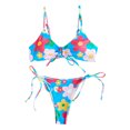 thumbnail image 1 of Aayomet Women's Bikini Swimsuits Women's Swimsuit Flower Print Split Bathing Suit Swimwear Two-Piece Beachwear Set Bikini,Blue S, 1 of 1