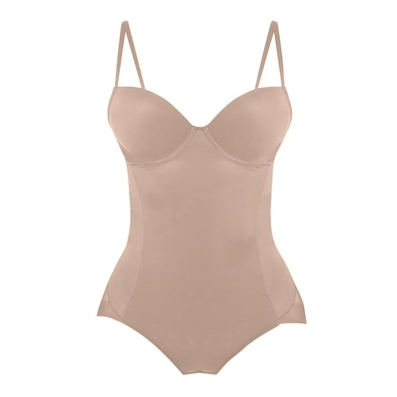 Aayomet Women's Bodysuits Ribbed Sleeveless Adjustable Spaghetti Strip Tops Shapewear Bodysuits,Beige L