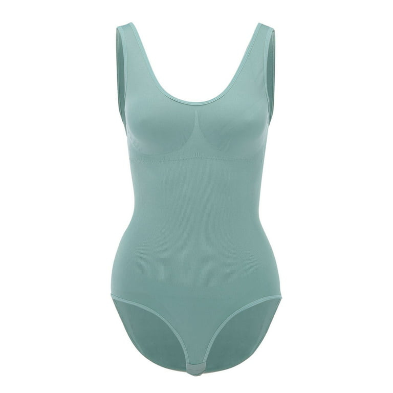 Aayomet Women's Bodysuits Ribbed Sleeveless Shapewear Tank Tops Bodysuits,Green  L 