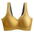thumbnail image 1 of Aayomet Womenâs Bras Women's Bralette Wireless Padded Bra Top Everyday Basic Deep V-Neck,Yellow XL, 1 of 5