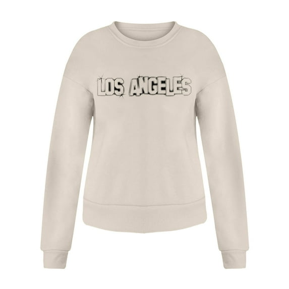 Aayomet Women's Casual Crew Neck Sweatshirt Loose Soft Long Sleeve Pullover Tops (Beige, M)