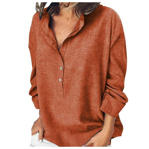 Aayomet Women's Fall T-shirt Long Sleeve Neck Stretch Slim Fitted Layer Basic Tee Tops,Orange M