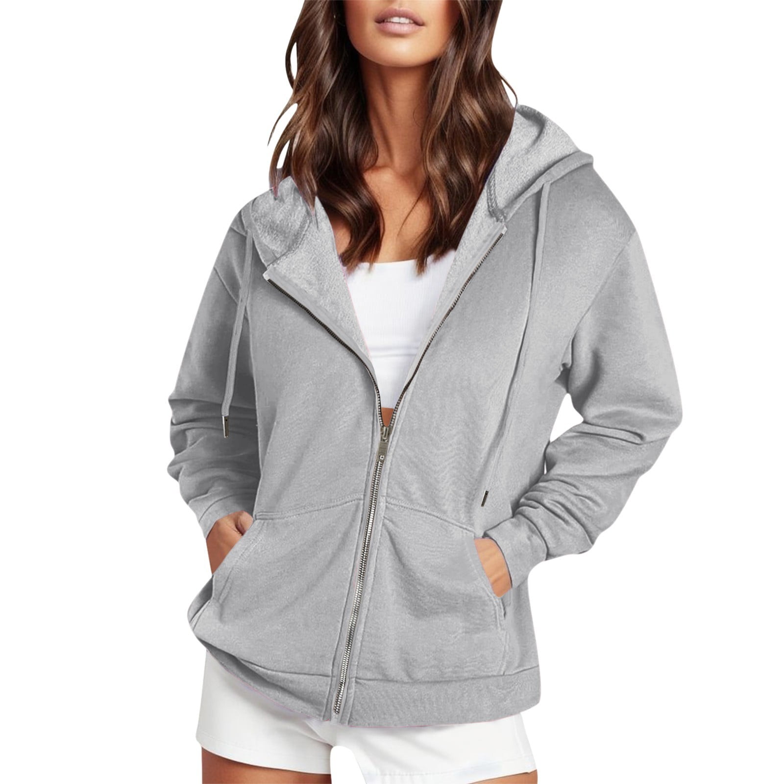 Aayomet Women's Full Zip Up Hoodie Long Sleeve Hooded Sweatshirts ...