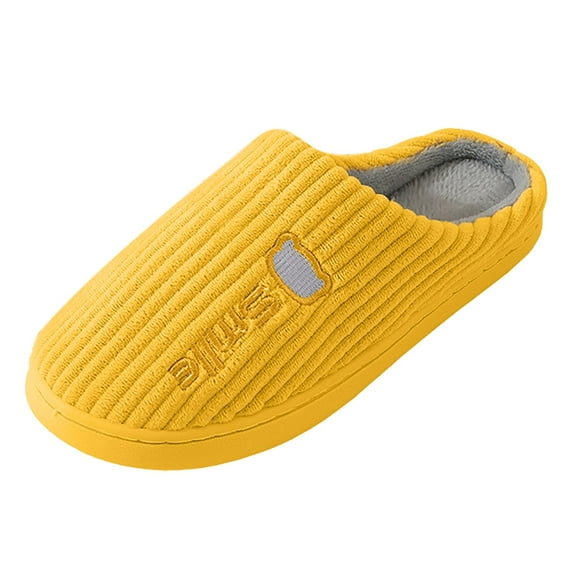 Aayomet Women's Fuzzy House Slippers Indoor Outdoor Print Anti-Skid Rubber Sole Slippers,Yellow 38-39