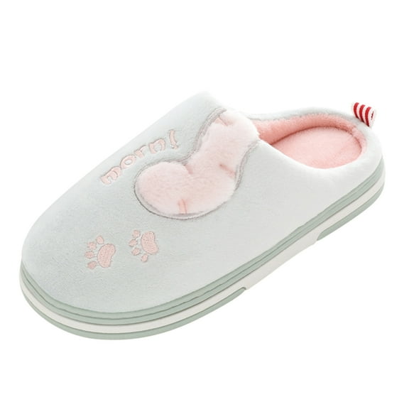 Aayomet Women's Fuzzy Slippers Slip on House Slippers Warm Soft Flannel Lining Bedroom Slippers,Green 37