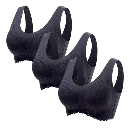 Aayomet Women's No Steel Ring 3PC Underwear Women's Racerback Sports Fitness Support Workout Running Bras Bra (J, L)